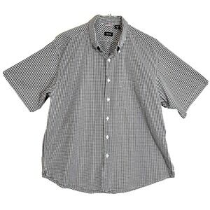Izod Short Sleeve Shirt Men's XL Blue Gingham Check  Button‎ Down Collar RN36543
